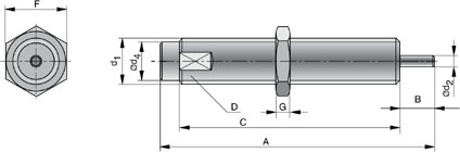 Dimensioni deceleratore regolabile 1/4