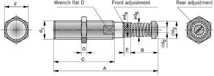 Dimensioni deceleratore regolabile 3/8