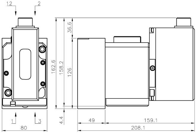 Dimensioni valvola su sottobase