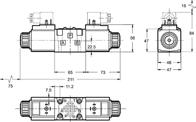 Dimensioni di ingombro valvola idraulica doppio solenoide