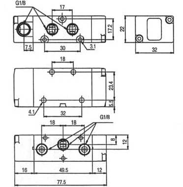 Dimensioni valvola pneumatica monostabile